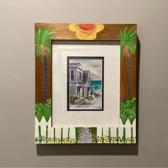 🔵 Beautiful Solid Wood, Hand Painted Frame with print by Artist Donna Burgess - Picture 4 of 15